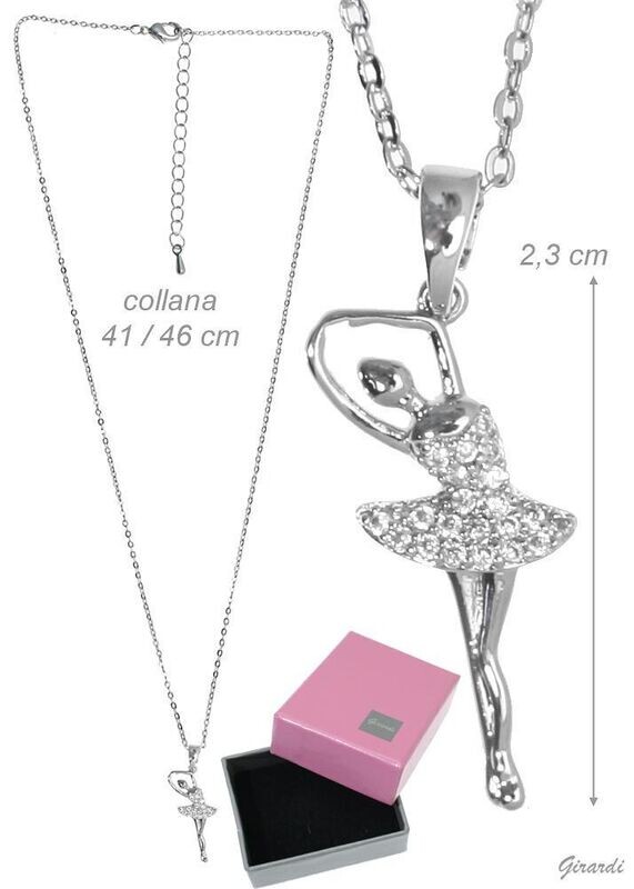 Metall-Halskette mit Zirkon Ballerina-Anhänger Metall-Halskette mit Zirkon Ballerina-Anhänger