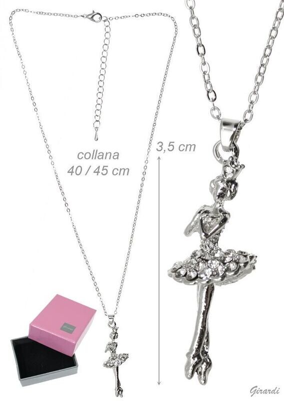 Metall-Halskette mit Zirkon Ballerina-Anhänger Metall-Halskette mit Zirkon Ballerina-Anhänger