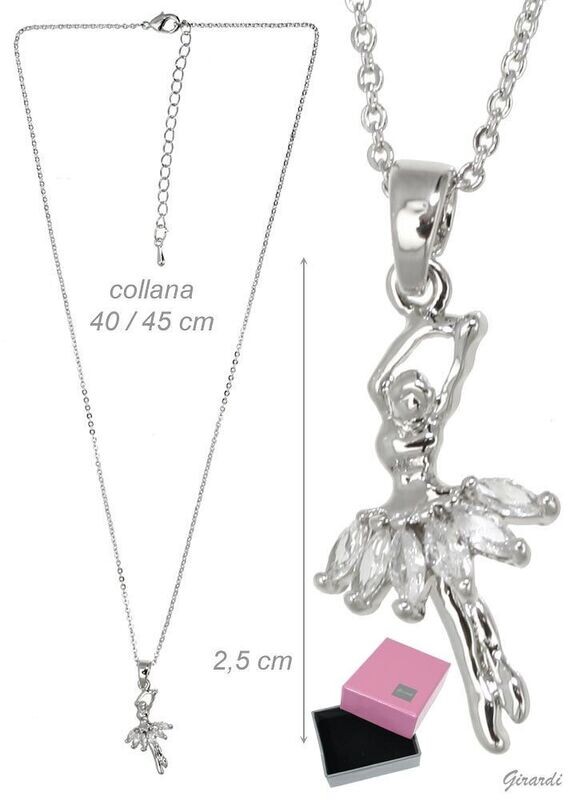 Metall-Halskette mit Zirkon Ballerina-Anhänger Metall-Halskette mit Zirkon Ballerina-Anhänger