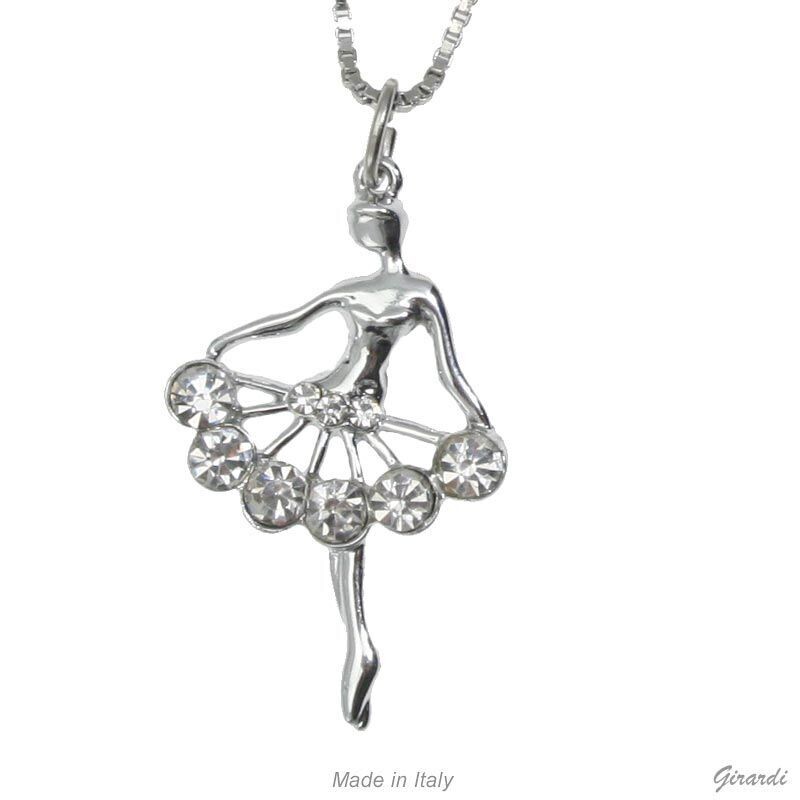 Metall-Halskette mit Zirkon Ballerina-Anhänger B32335 Metall-Halskette mit Zirkon Ballerina-Anhänger B32335