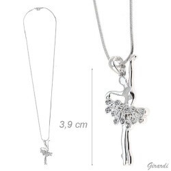 Strass-Ballerina Metallkette Halskette B32066 Strass-Ballerina Metallkette Halskette B32066