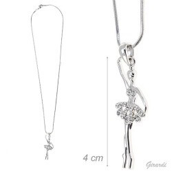 Strass-Ballerina Metallkette Halskette B32069 Strass-Ballerina Metallkette Halskette B32069