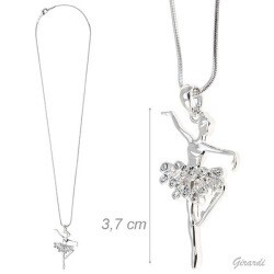 Strass-Ballerina Metallkette Halskette B32068 Strass-Ballerina Metallkette Halskette B32068