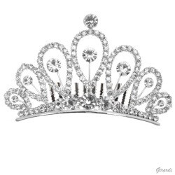 Weißes Strass-Tiara Krone Metall F250059