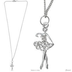 Strass-Ballerina Metallkette Halskette B32287 Strass-Ballerina Metallkette Halskette B32287