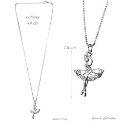 Strass-Ballerina Metallkette Halskette B32334 Strass-Ballerina Metallkette Halskette B32334