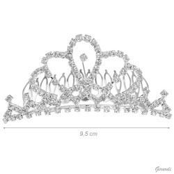 Weißes Strass-Tiara Krone Metall F250063