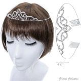 Weißes Strass-Tiara Krone Metall Haarreif W250066 Weißes Strass-Tiara Krone Metall Haarreif W250066