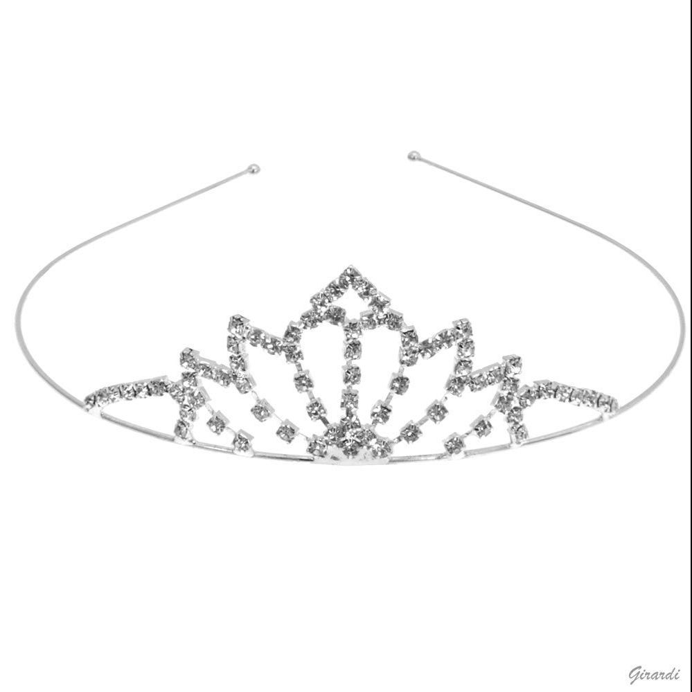 Weißes Strass-Tiara Krone Metall Haarreif