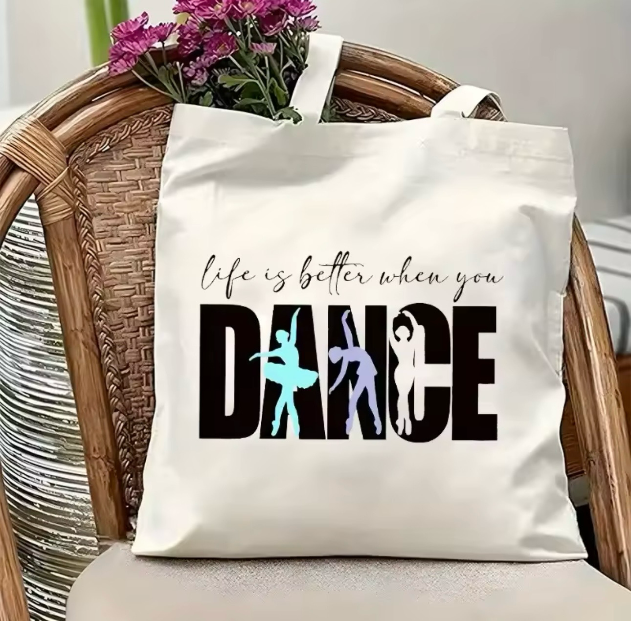 Tragetasche DC067/ Schultertasche mit Tanzmotiv aus Leinen Dancecode