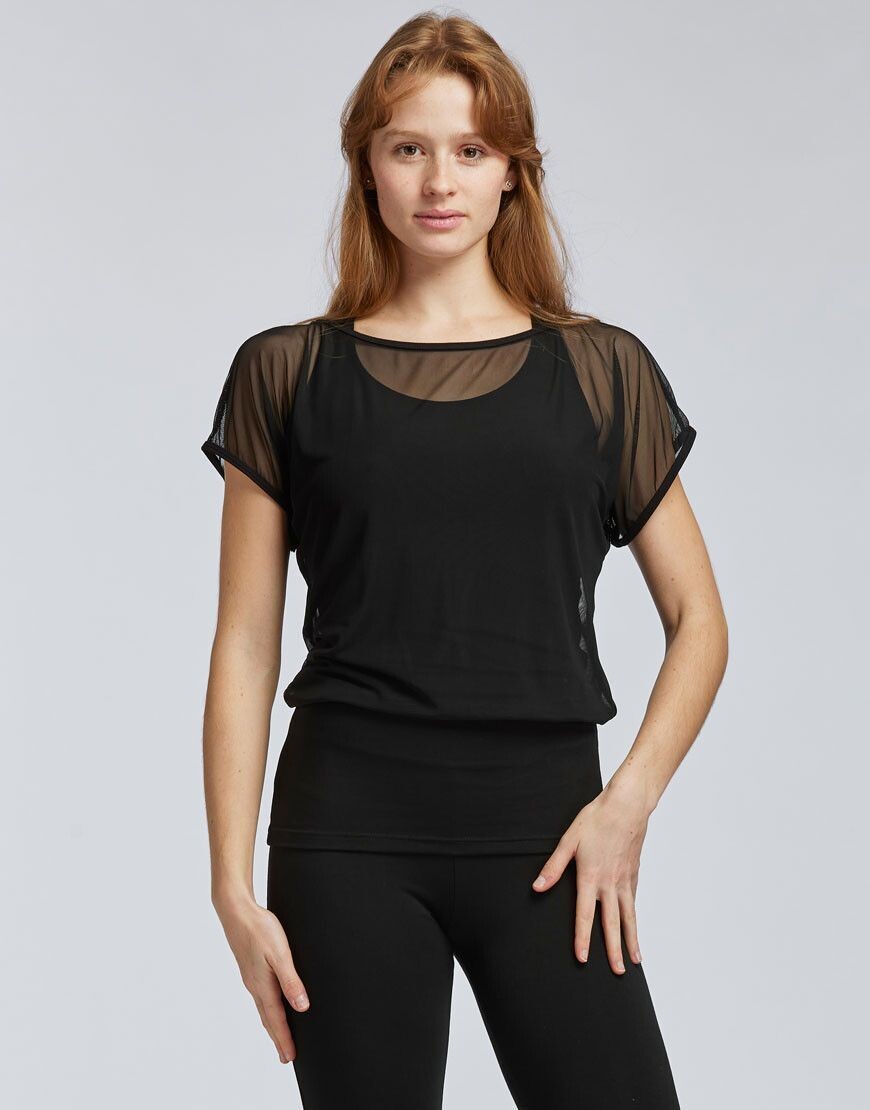 DJANGO -Tüll-T-Shirt mit U-Boot Ausschnitt aus Viskose von Temps Danse DJANGO -Tüll-T-Shirt mit U-Boot Ausschnitt aus Viskose von Temps Danse, Größe: S, Farbe: Noir/Schwarz