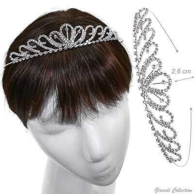 Weißes Strass-Tiara Krone Metall Haarreif