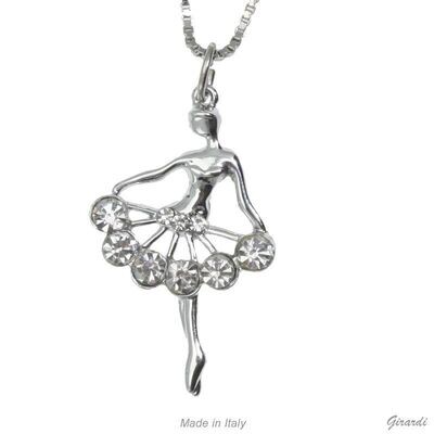 Metall-Halskette mit Zirkon Ballerina-Anhänger B32335 Metall-Halskette mit Zirkon Ballerina-Anhänger B32335