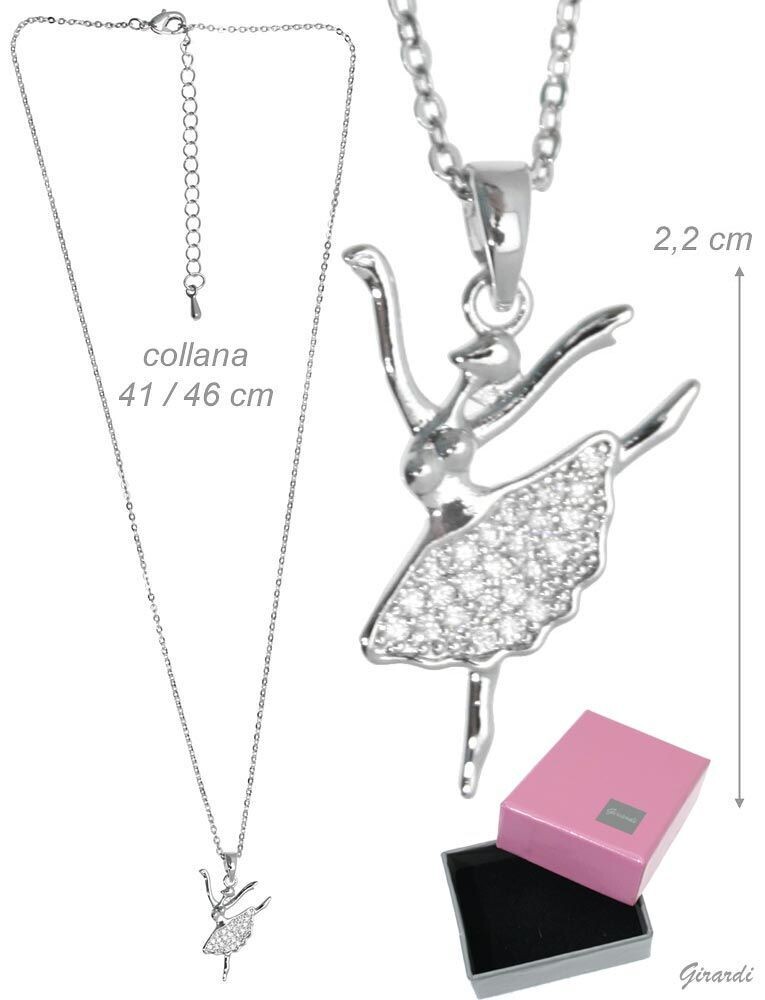Metall-Halskette mit Zirkon Ballerina-Anhänger Metall-Halskette mit Zirkon Ballerina-Anhänger