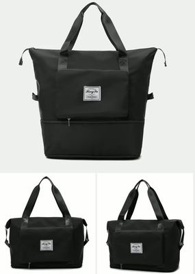 Tanztasche faltbar Hong Fu Schwarze Hong Fu Reisetasche in drei Ansichten mit praktischer Trolley-Schlaufe und Fronttasche