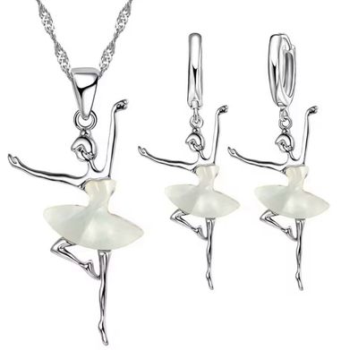 Weißes DC31 Ballerina-Schmuckset aus Sterlingsilber Weißes DC31 Ballerina-Schmuckset aus Sterlingsilber