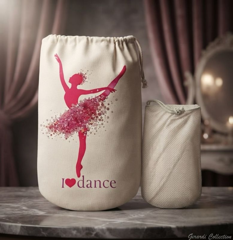 Ballet Aquarell Dance Shoe Bag Schuhtasche Schuhbeutel mit Glitzer Girardi Ballet Aquarell Dance Shoe Bag Schuhtasche Schuhbeutel mit Glitzer Girardi