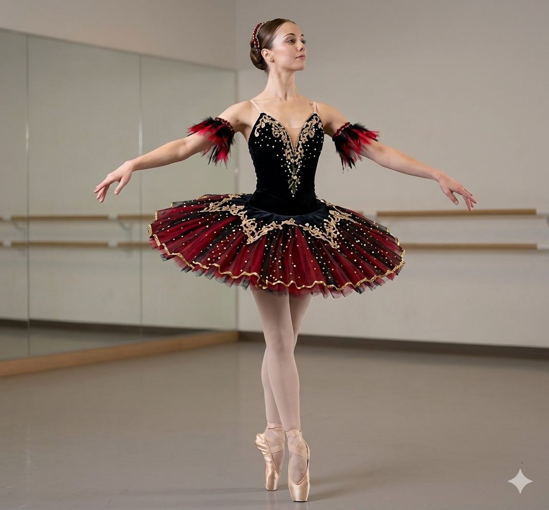 Black Swan Royal – Professionelles Ballett-Tutu in Schwarz-Rot Black Swan Royal – Professionelles Ballett-Tutu in Schwarz-Rot