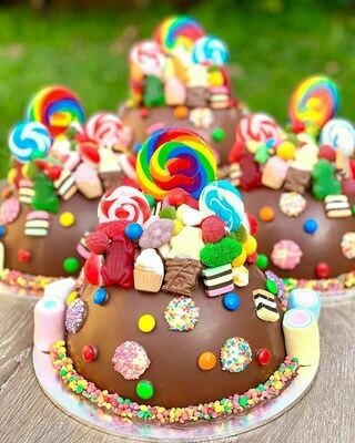 Birthday chocolate smash cakes - customised gifts with themes and messages for birthday celebrations.