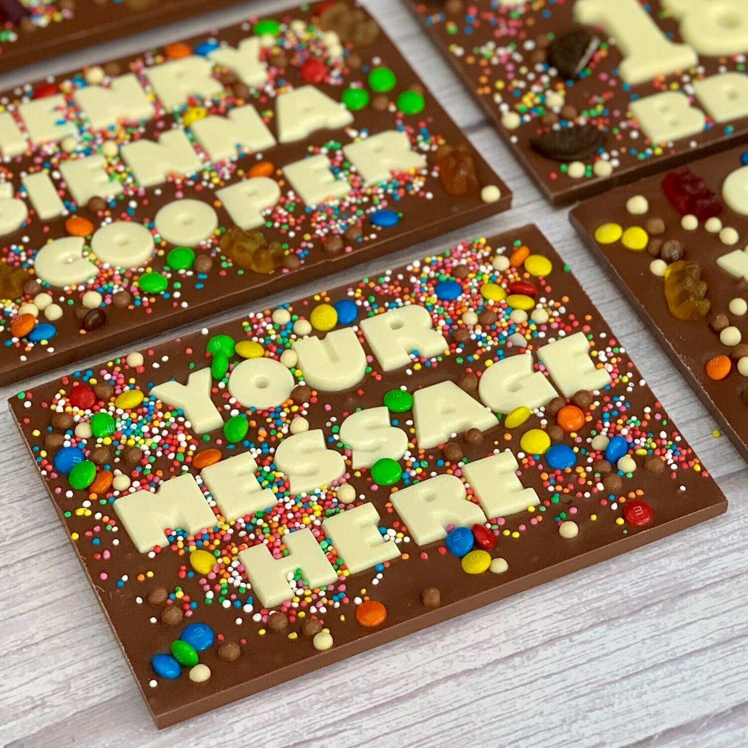 Customised letter chocolates by The Chocolate Box - personalised Chatter Blocks for gifts in Australia.
