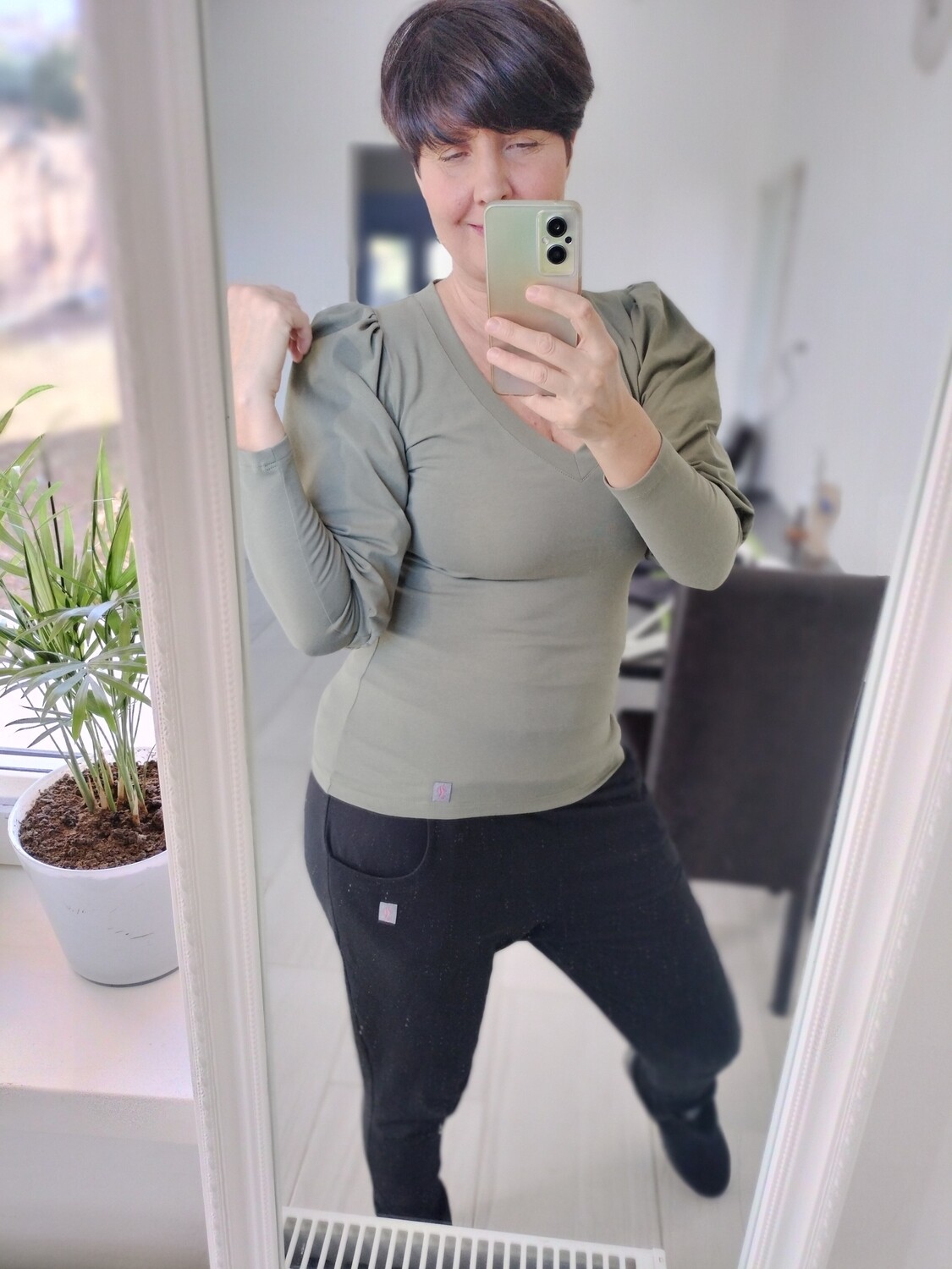 OLIMPIA buggyos ujjú póló - kheki