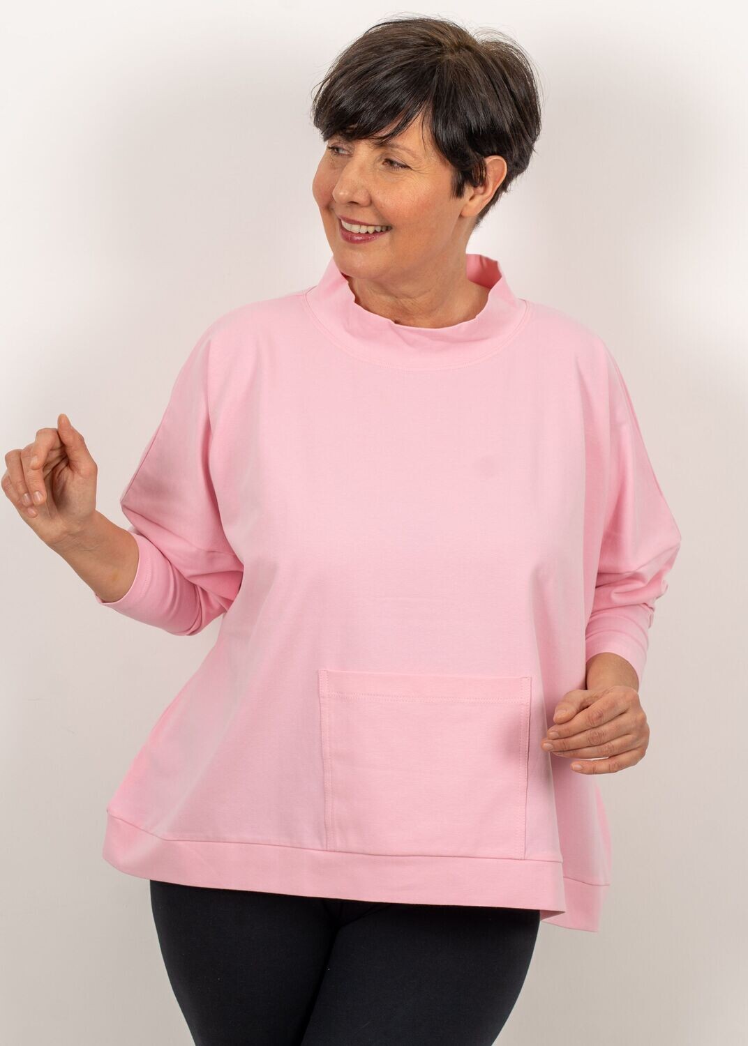 APRIL oversize póló, hosszú ujjal - rózsaszín