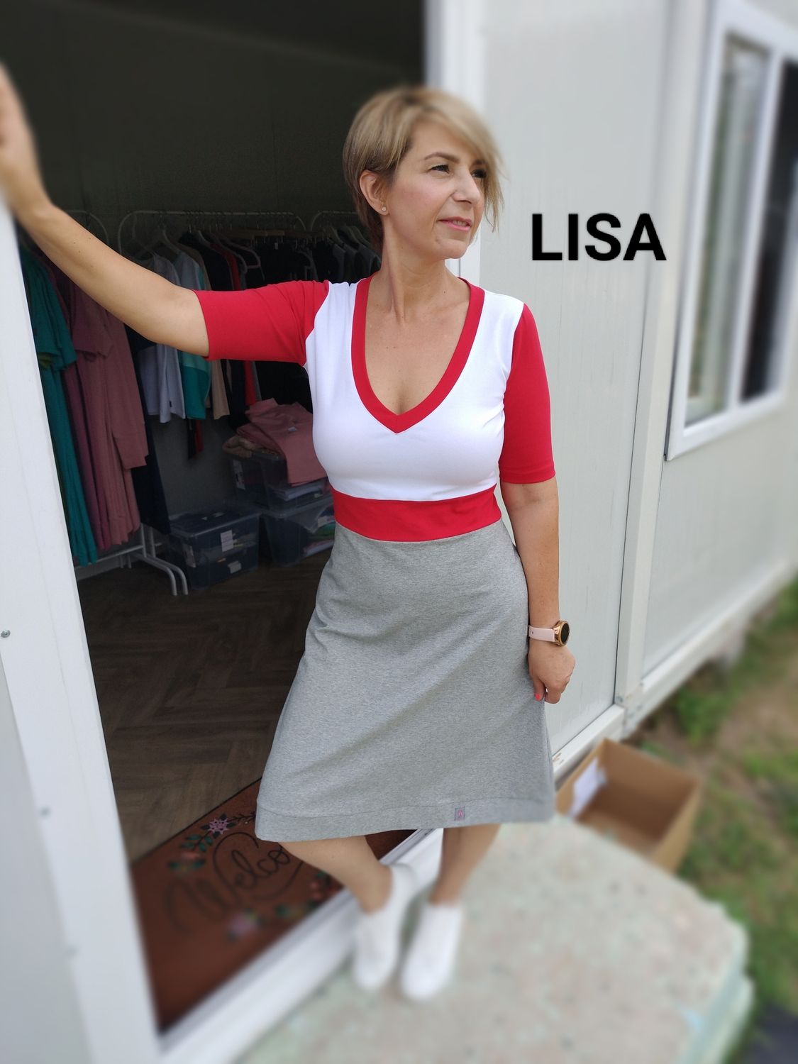 LISA - fehér/piros/szürke