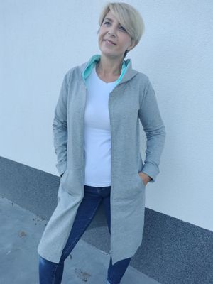 LUCKY kardigán - hosszú -szürke