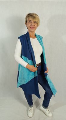 KI-BE fordítható MILKA mellény - sötétkék/türkiz