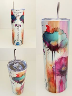 TUMBLER - IVÓPOHÁR/THERMOSZ - motivációs idézettel, pipacs aquarell festmény