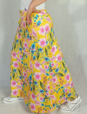 SPRING szoknya - sárga alapon virágos