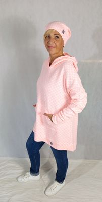 MARINA pulóver - neon rózsaszín/tört fehér