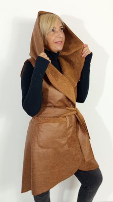 PANDA mellény, irha  -barna