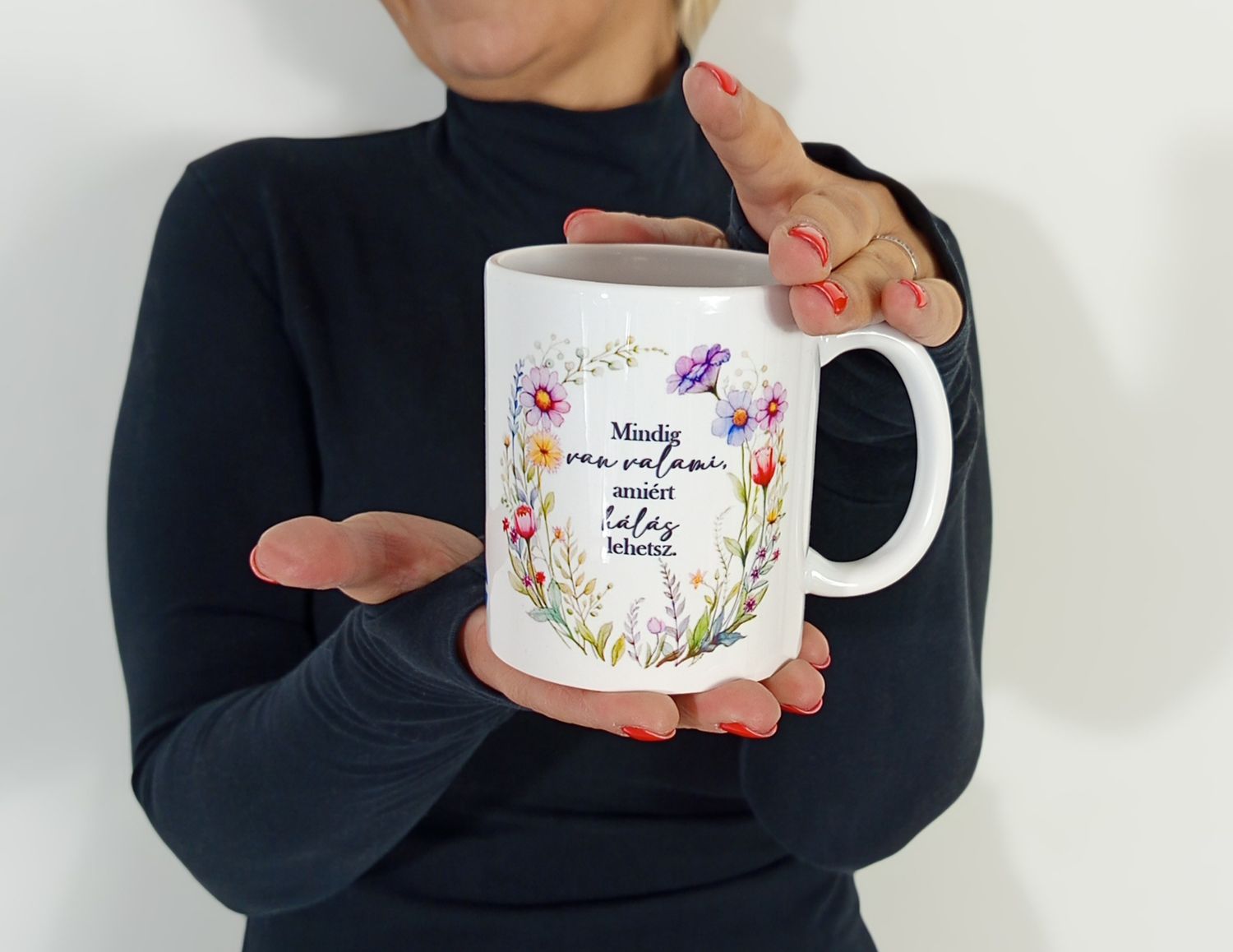 BÖGRE virágokkal, motivációs üzenettel