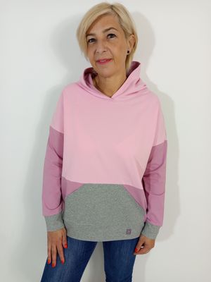 JAM kapucnis póló - rózsaszín/mályva/szürke