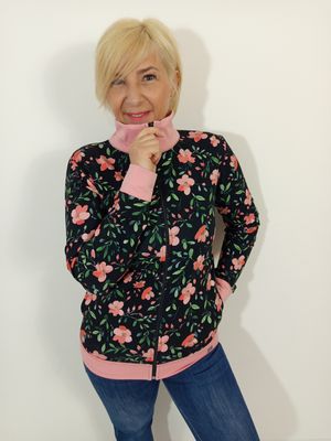 CANADA szabadidő felső - fekete alapon virágos/púder