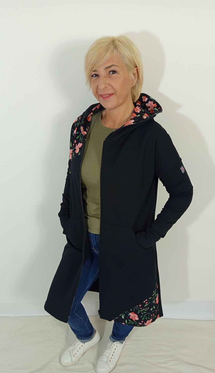 OLGA kardigán - fekete/virágos