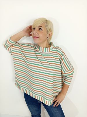 APRIL oversized póló - kheki/zöld/terrakotta