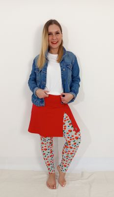 Szoknyás LEGGINGS- eper/piros szoknyával