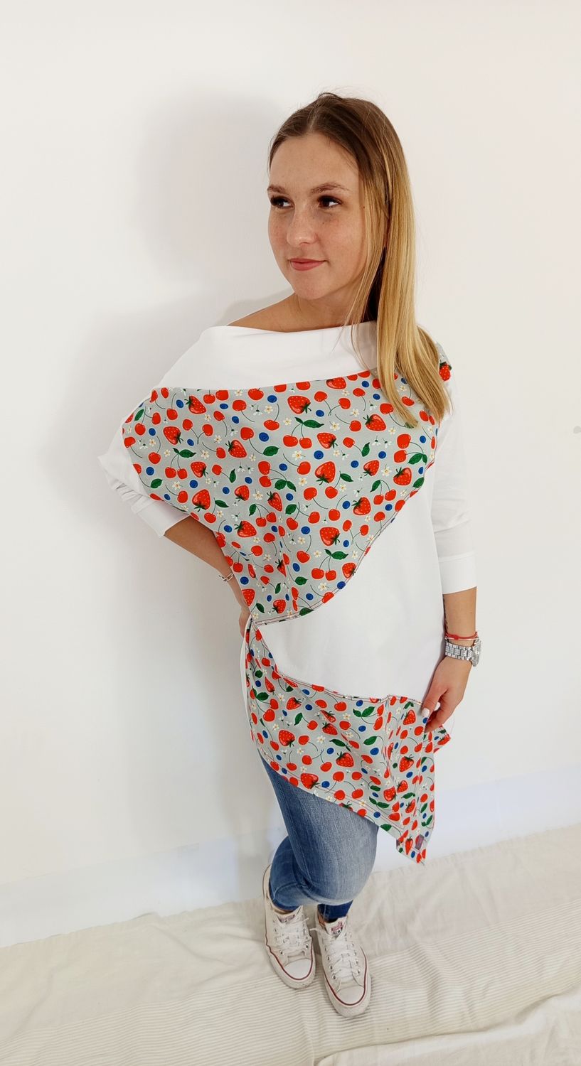 SARAH póló/ruha- eper/fehér