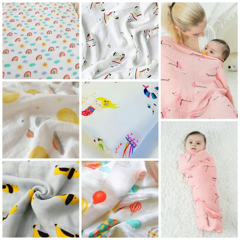 120cm Bamboo Muslin Summer Baby Wrap - Swaddle Blanket - Nursing Pram Cover FREE POST