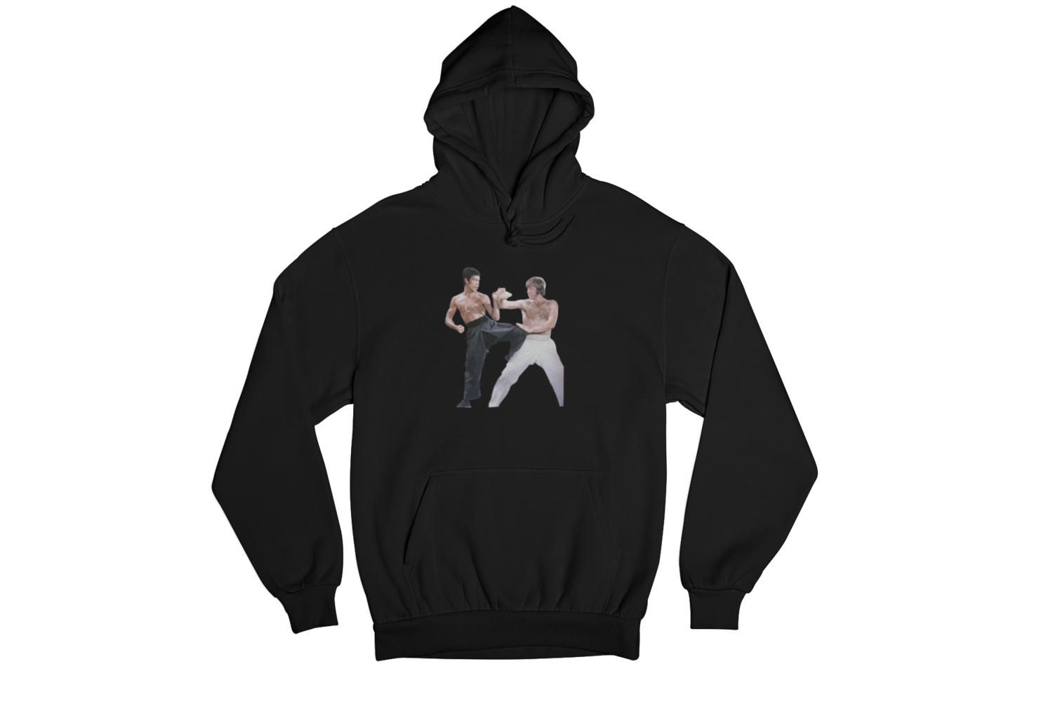 Bruce Lee Chuck Norris Hoodie, Color: Black