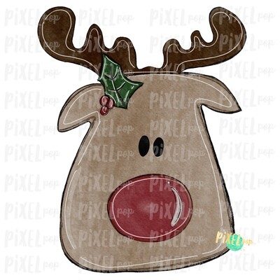 Reindeer Watercolor Sublimation Design PNG | Reindeer Art | Hand Drawn Design | Sublimation PNG | Digital Download | Printable Artwork | Art