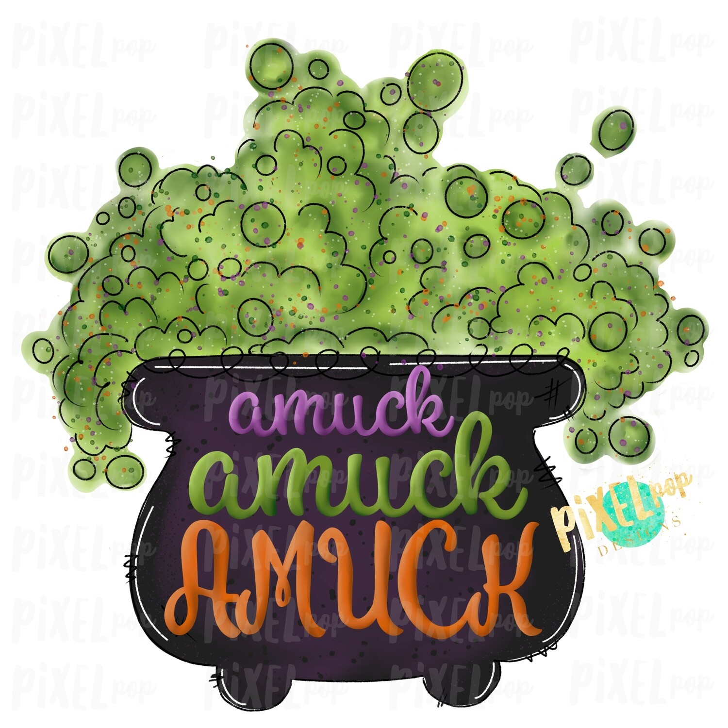 Amuck Cauldron Halloween Sublimation PNG | Hand Drawn Sublimation Design | Sublimation PNG | Digital Download | Printable Artwork | Art