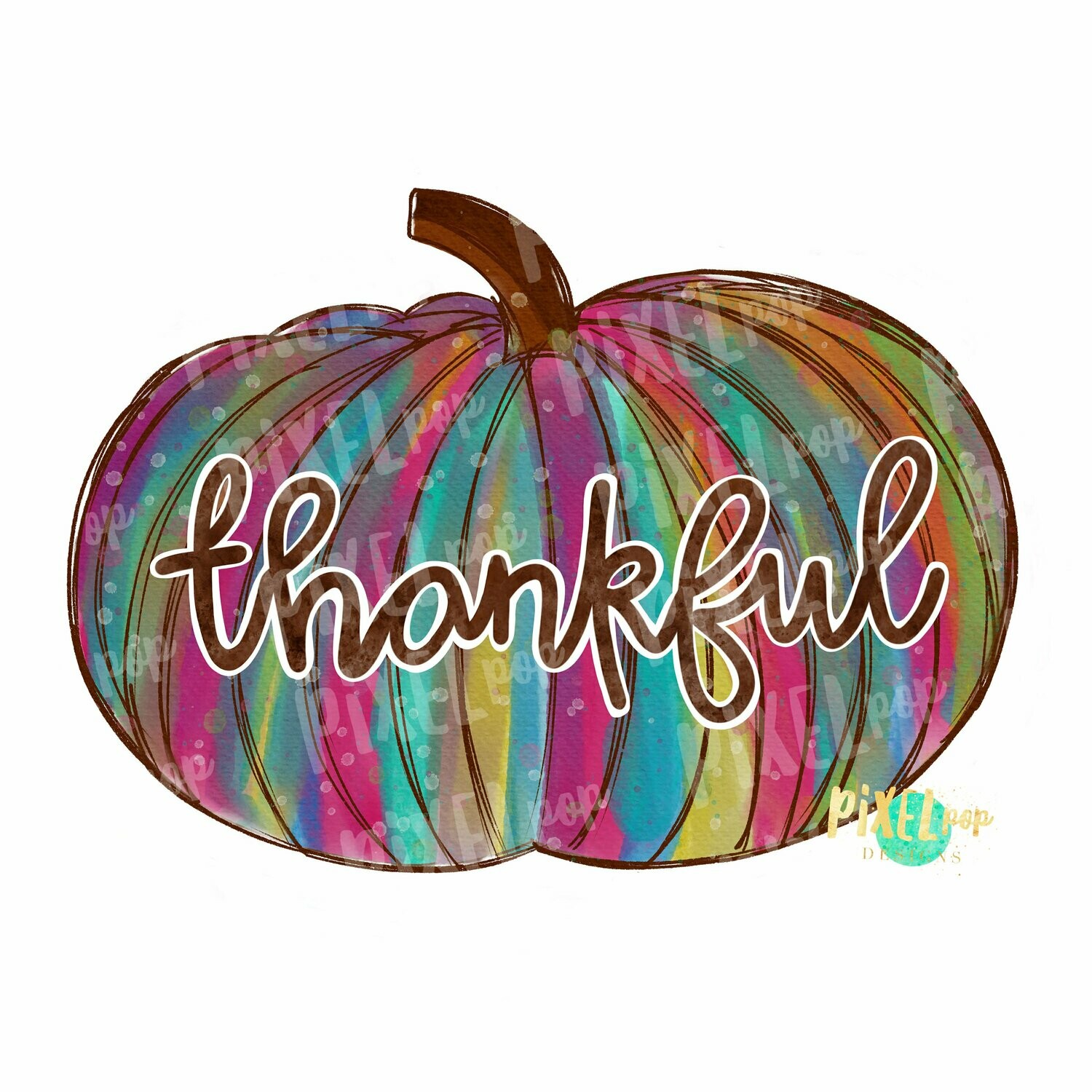 Pumpkin Thankful Watercolor Sublimation PNG | Hand Drawn Sublimation Design | Sublimation | Digital Download | Printable Artwork | Art