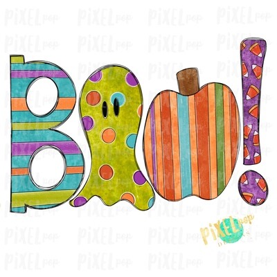 Boo! Decorative Halloween Sublimation PNG | Hand Drawn Sublimation Design | Sublimation PNG | Digital Download | Printable Artwork | Art