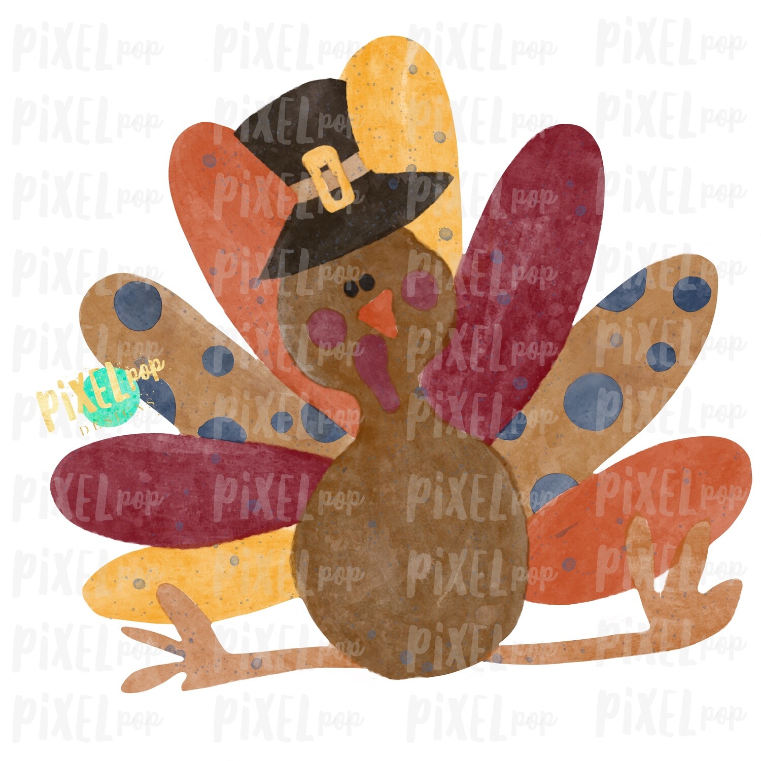 Happy Turkey Watercolor Sublimation PNG | Hand Drawn Sublimation Design | Sublimation PNG | Digital Download | Printable Artwork | Art