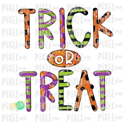 Distressed Trick or Treat Halloween Sublimation PNG | Hand Drawn Art Design | Sublimation PNG | Digital Download | Printable Artwork | Art