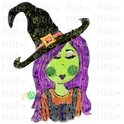 Sketchy Witch Girl Halloween Sublimation PNG | Hand Drawn Painted Design | Sublimation PNG | Digital Download | Printable Artwork | Art