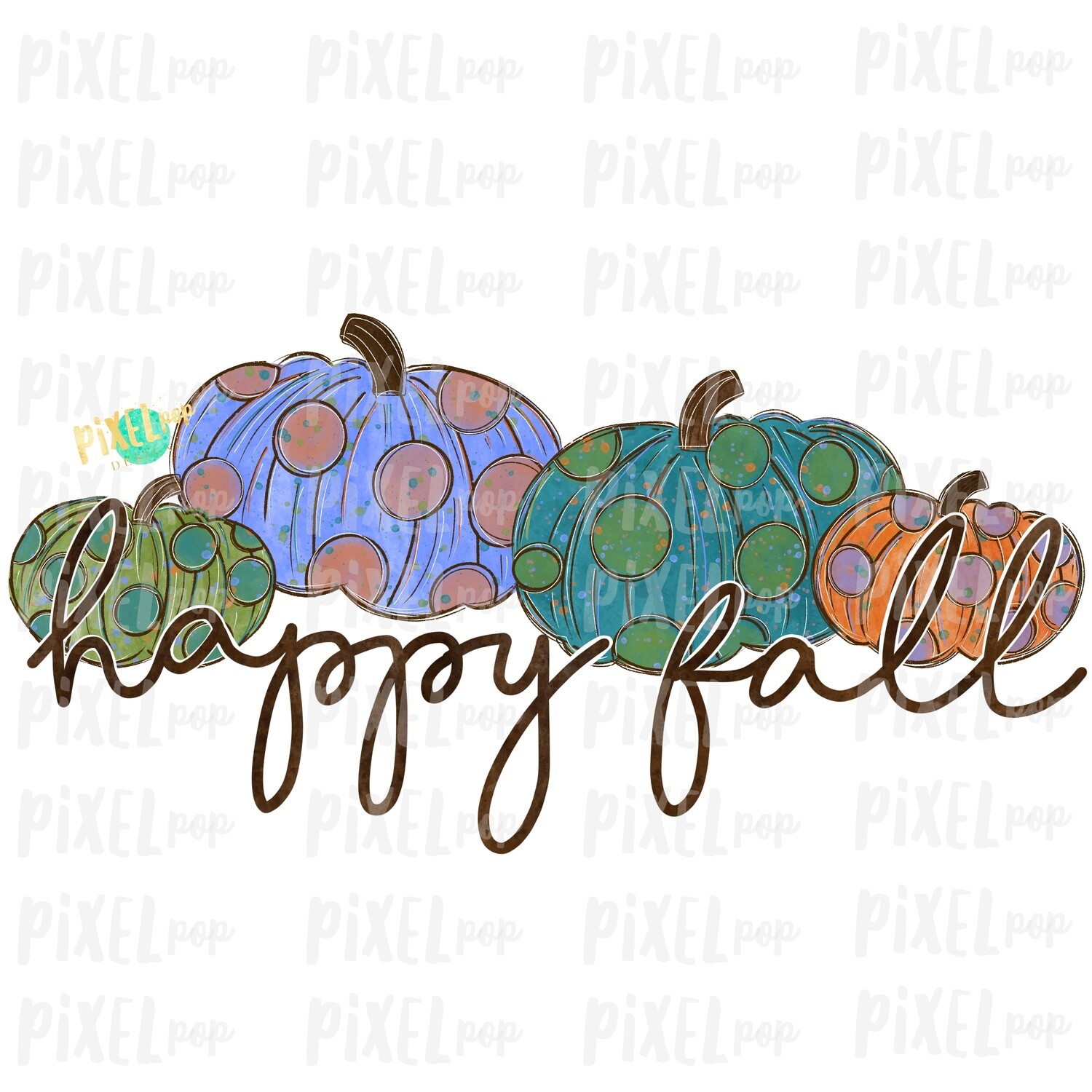 Happy Fall Polka Dot Pumpkins Art Sublimation PNG | Hand Drawn Sublimation Design | Sublimation | Digital Download | Printable Artwork | Art